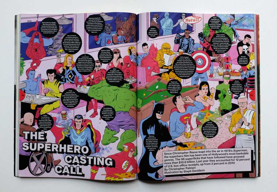 Superhero spread illustration