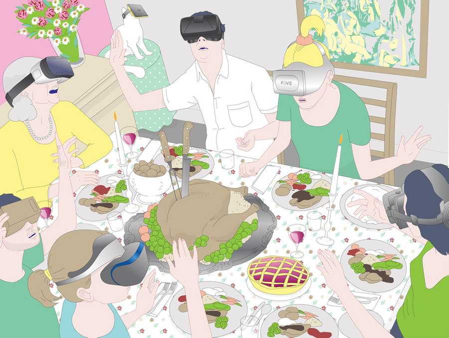 VR dinner illustration for Businessweek